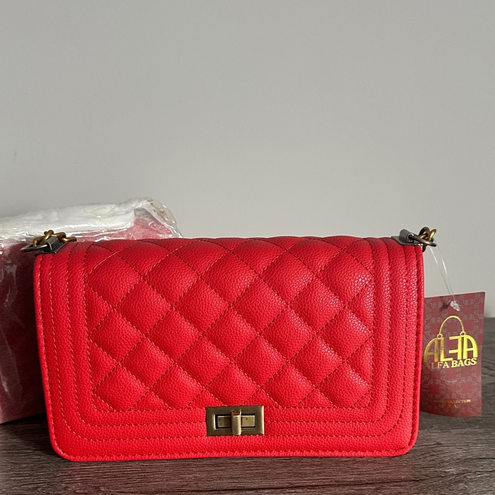 Red Quilted Shoulder Bag